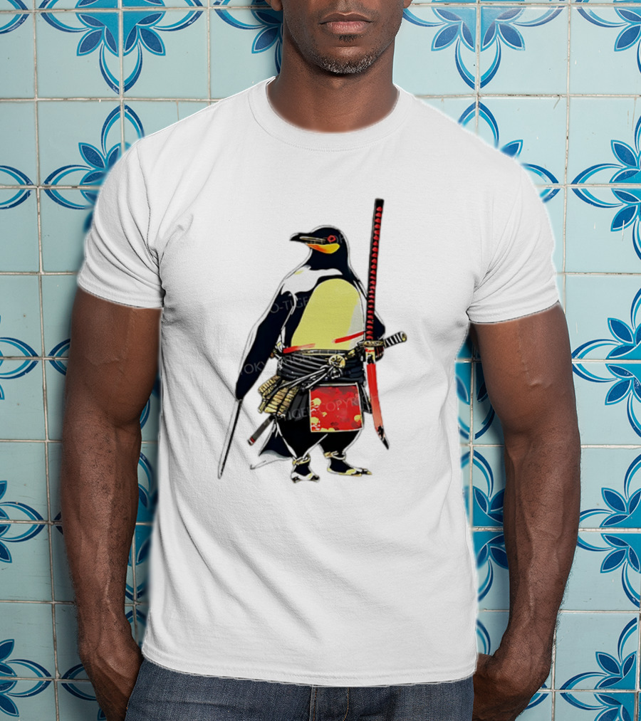 Samurai Penguin Katana Warrior With Traditional Armor T-Shirt
