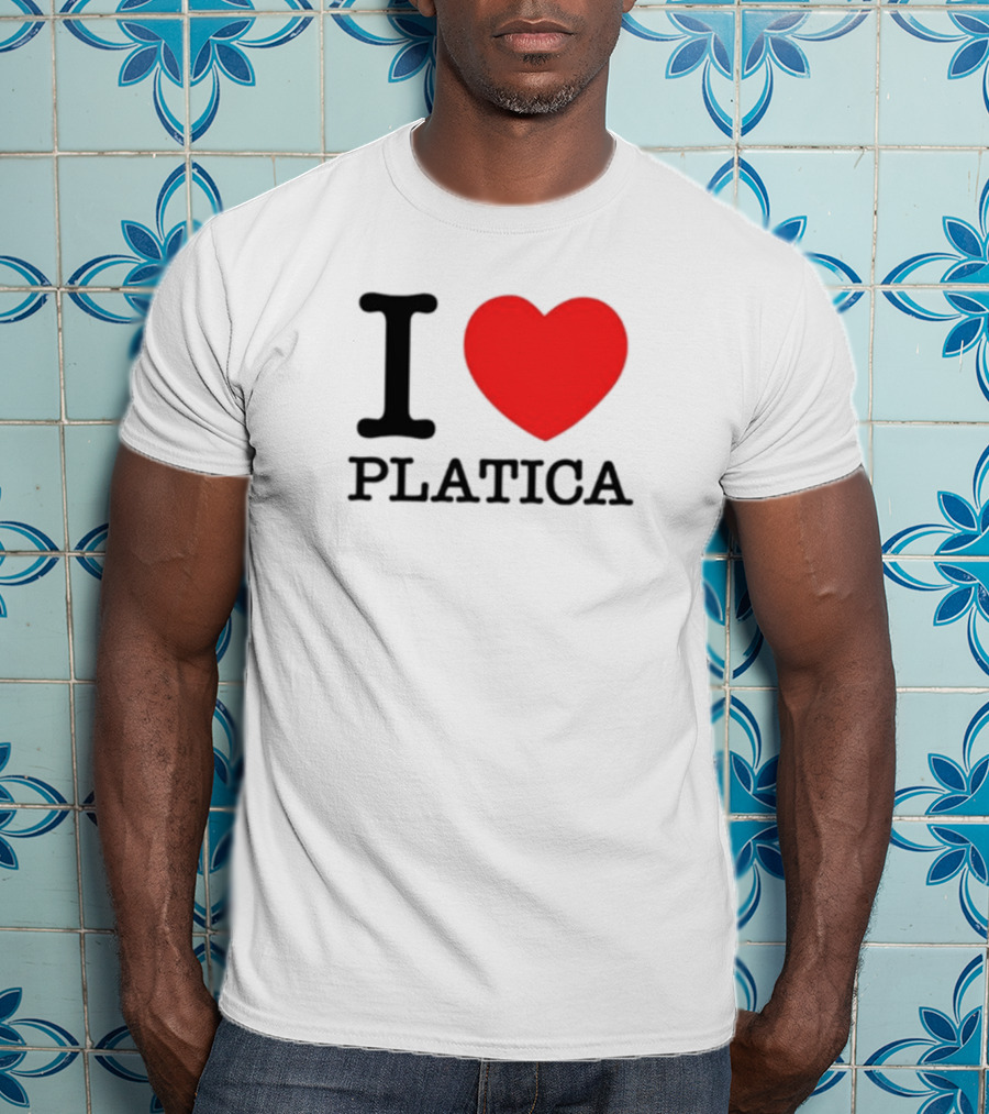 Sazonstudios I Heart Platica Bold Text Red Heart Design T-Shirt