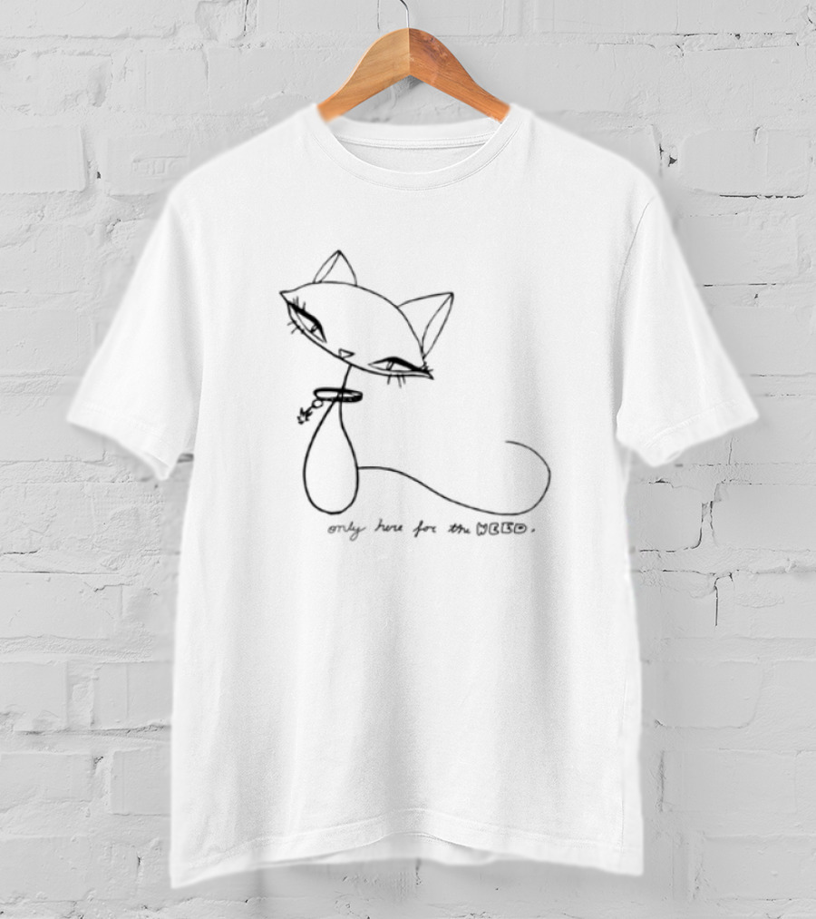 Selffixated Only Here For The Weed Cat Outline T-Shirt