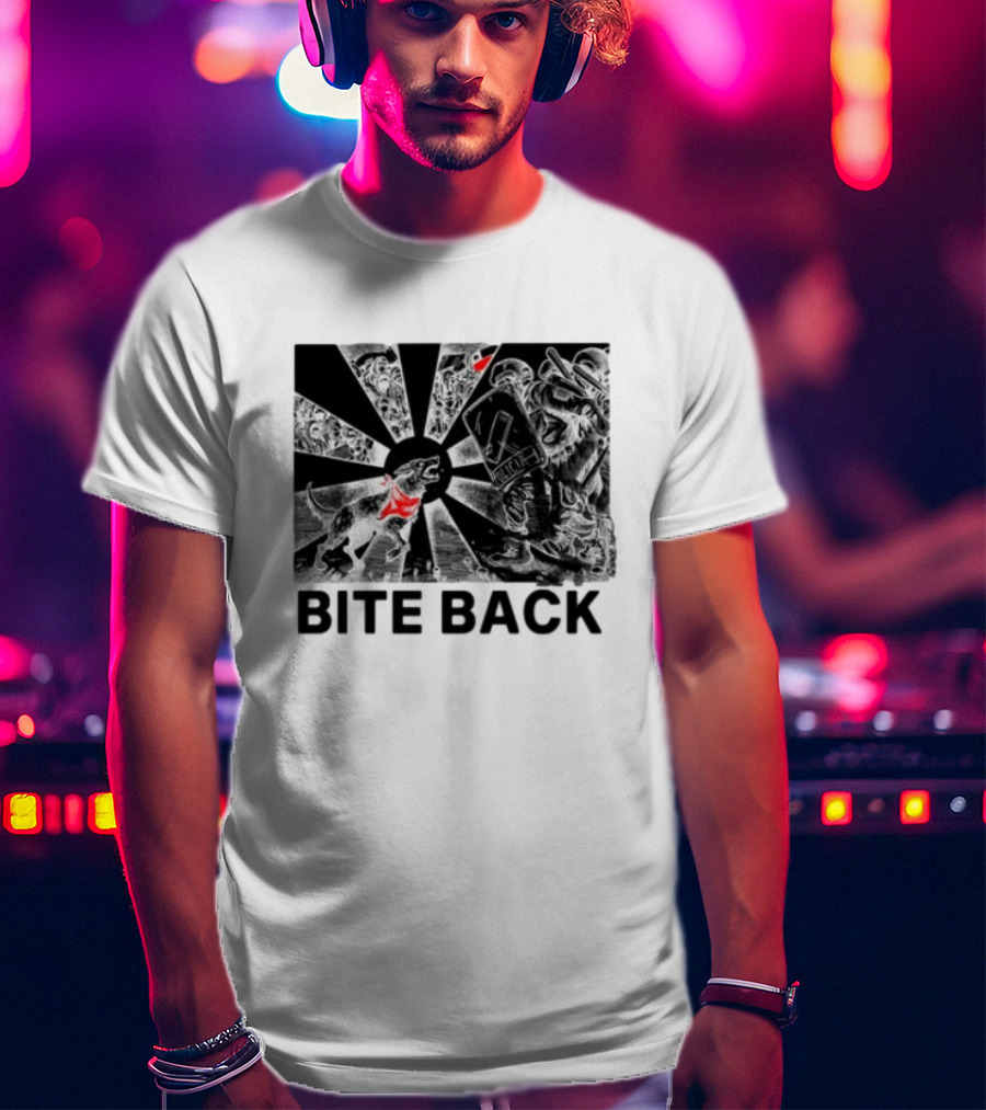 Punkwithacamera Bite Back Protest Artwork With Charging Dog And Riot Police T-Shirt