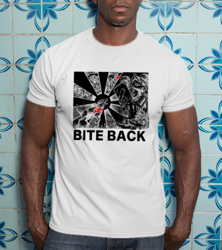 Punkwithacamera Bite Back Protest Artwork With Charging Dog And Riot Police T-Shirt