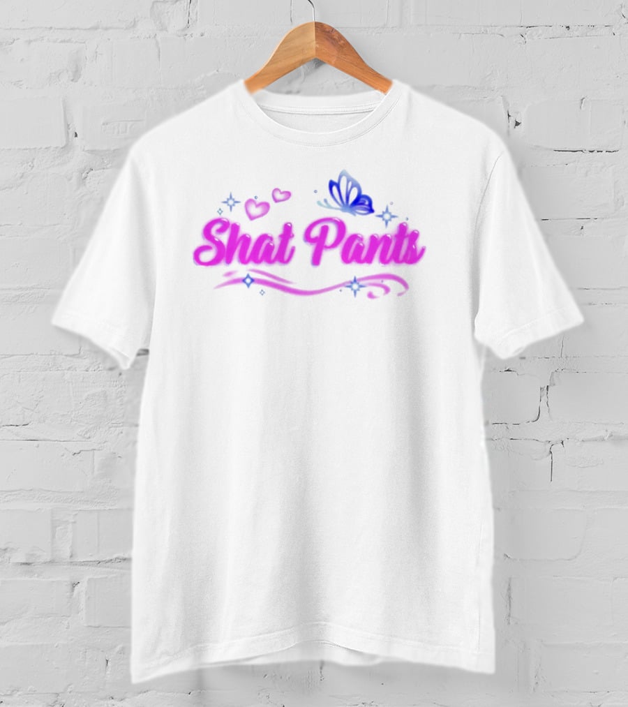 "Shat Pants Hearts And Butterfly Neon Graphic" T-Shirt