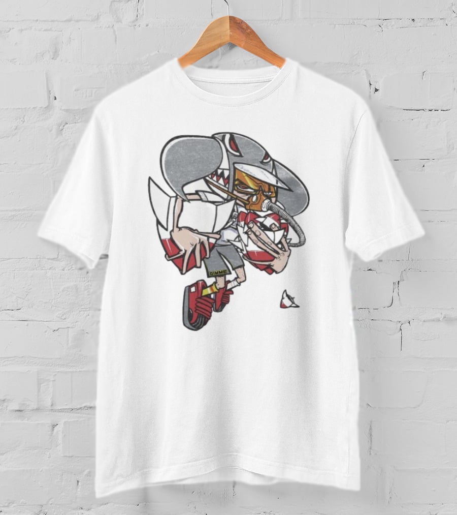 Gimme Project Shark Character With Red Sneaker And Hose T-Shirt