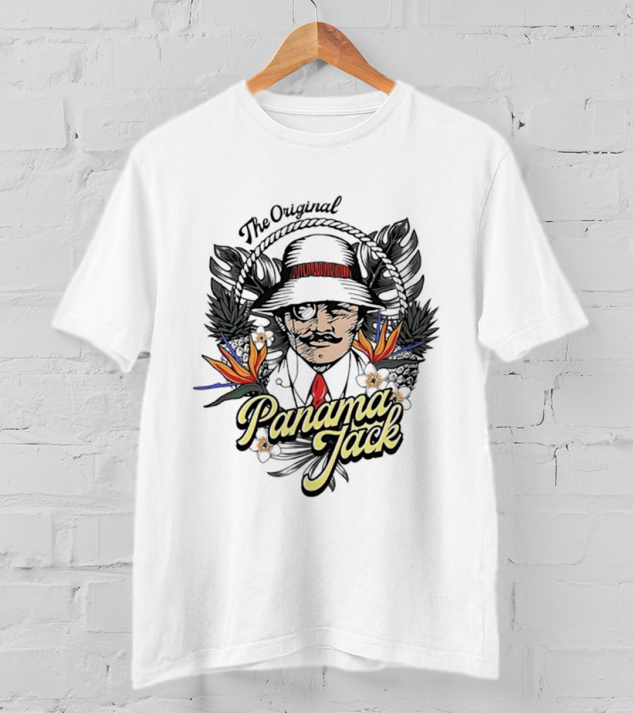 The Original Panama Jack Tropical Floral Mustache Hat T-Shirt