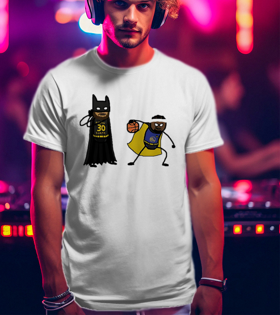 Batman Robin Stephen Curry Jimmy Butler Golden State Warriors Basketball Cartoon T-Shirt