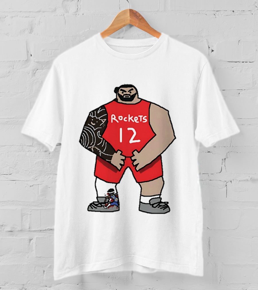 Houston Rockets Cartoon Figure No.12 Basketball Steven Adams T-Shirt