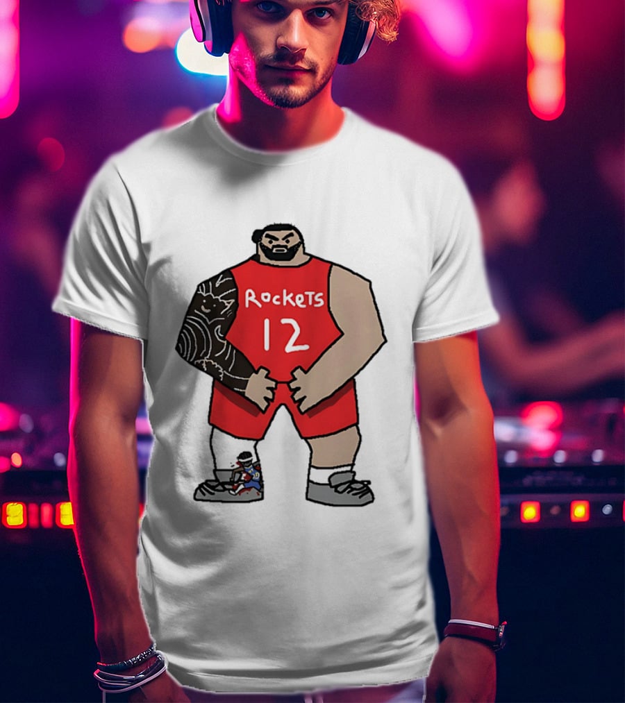Houston Rockets Cartoon Figure No.12 Basketball Steven Adams T-Shirt