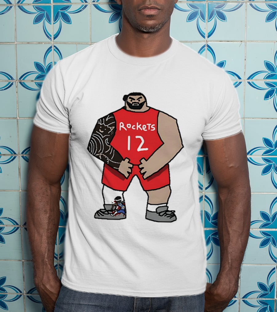 Houston Rockets Cartoon Figure No.12 Basketball Steven Adams T-Shirt