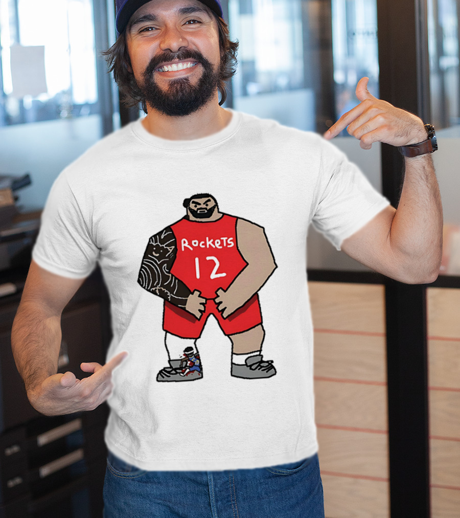 Houston Rockets Cartoon Figure No.12 Basketball Steven Adams T-Shirt