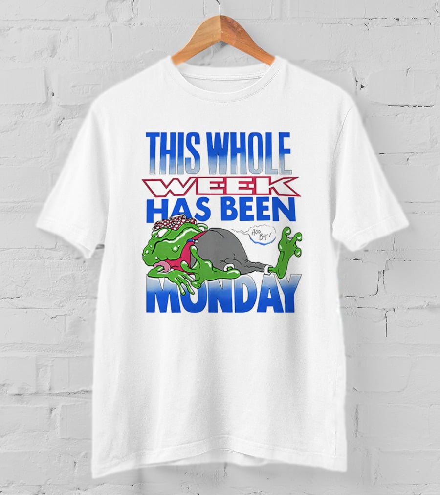 This Whole Week Has Been Monday Toad Cartoon Tired Frog T-Shirt