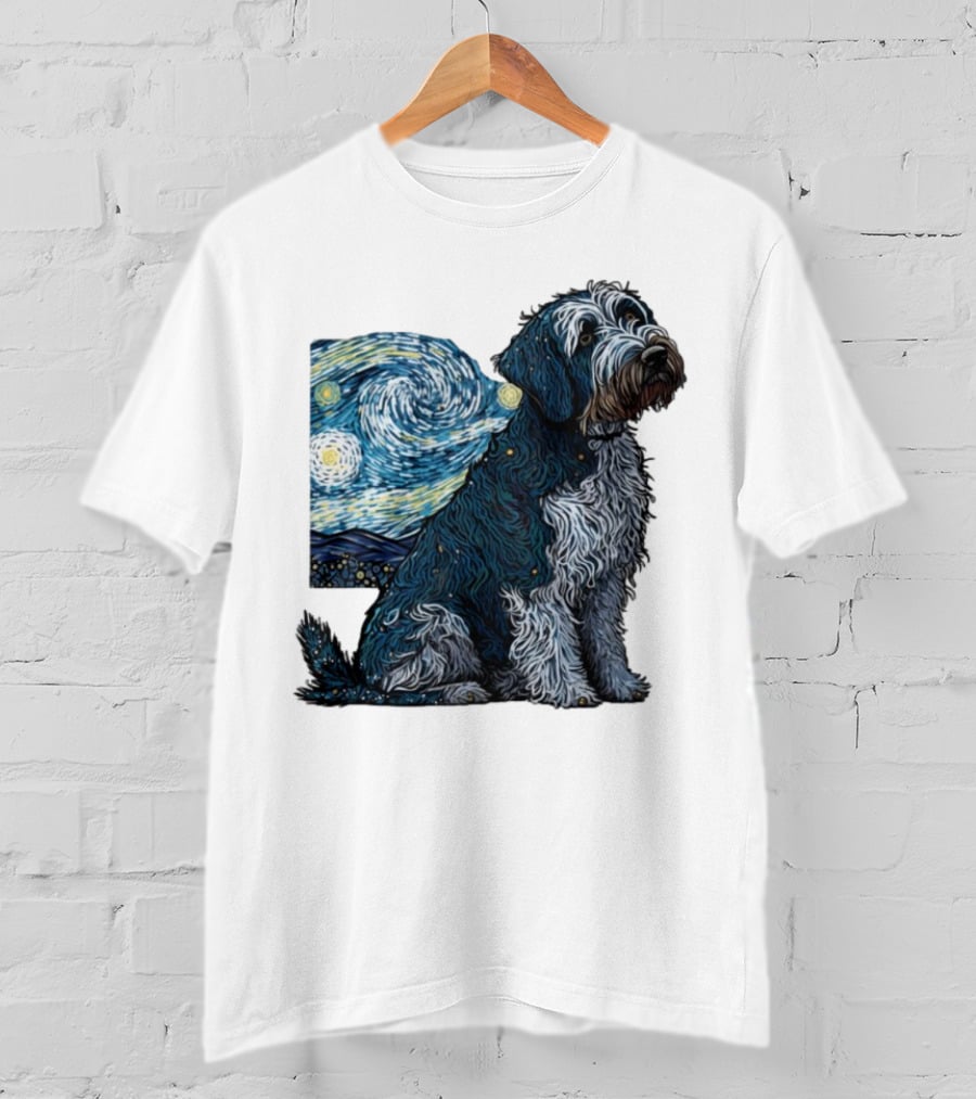 Van Gogh Starry Night Dog Painting Style T-Shirt