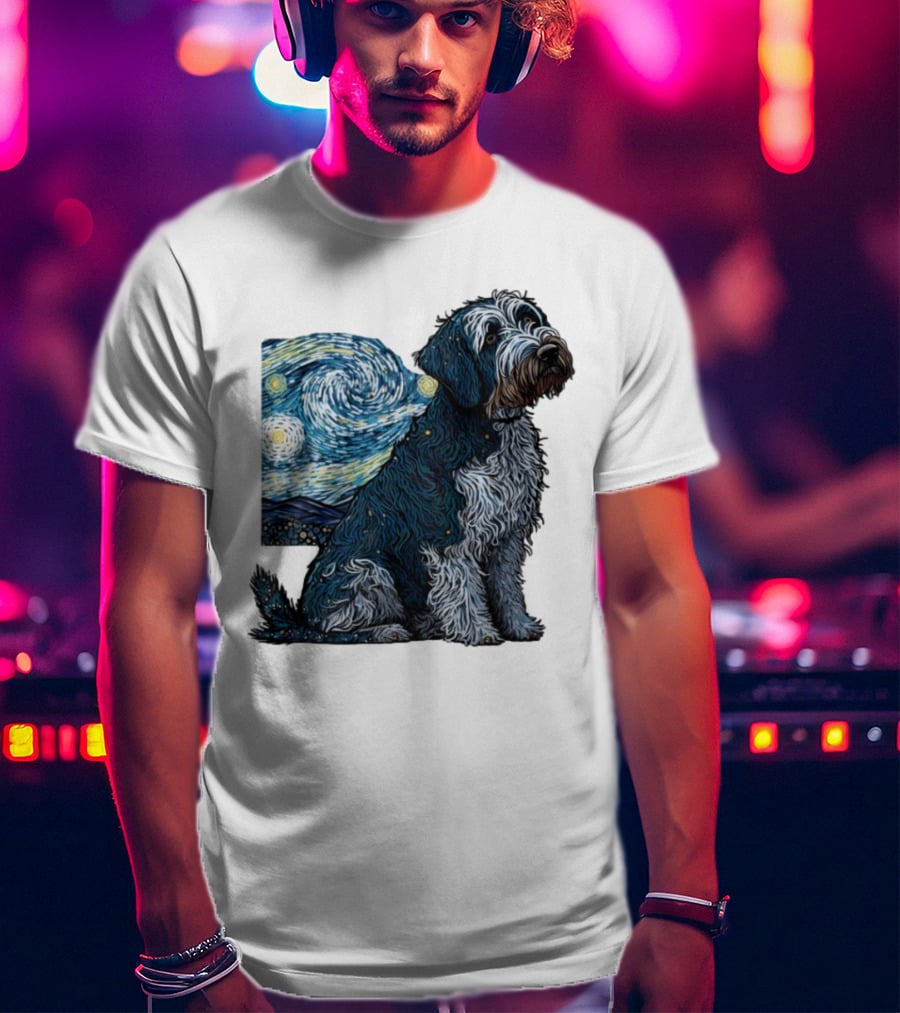 Van Gogh Starry Night Dog Painting Style T-Shirt