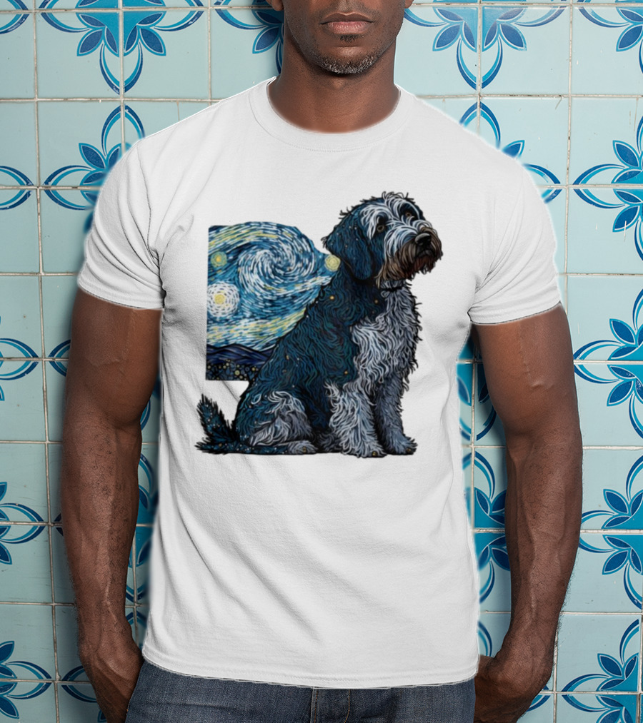 Van Gogh Starry Night Dog Painting Style T-Shirt