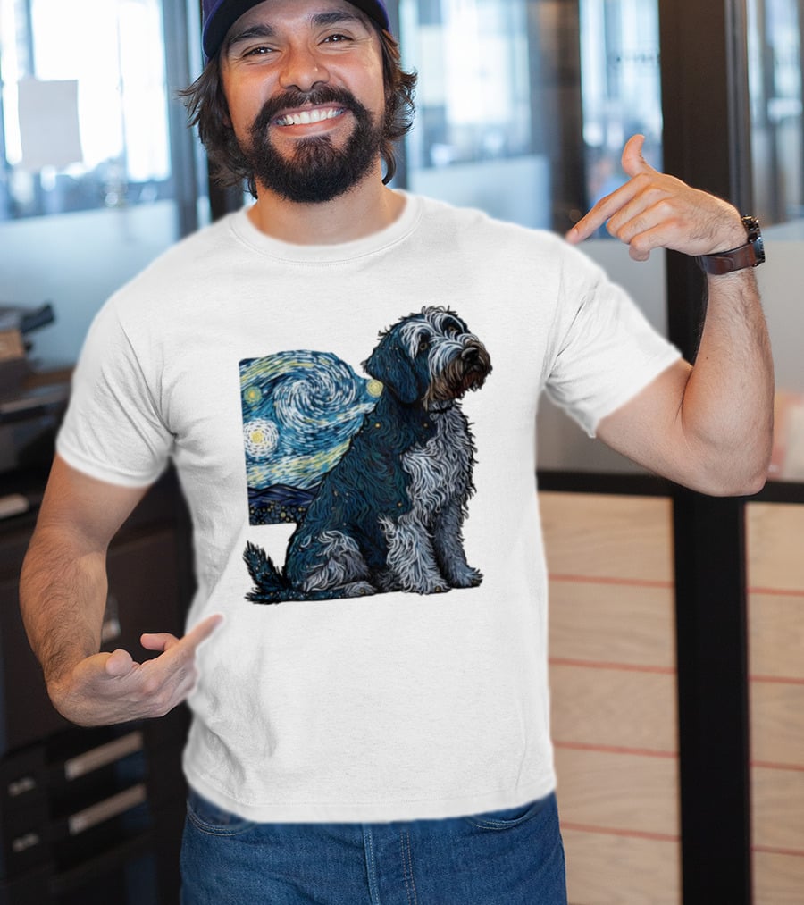 Van Gogh Starry Night Dog Painting Style T-Shirt