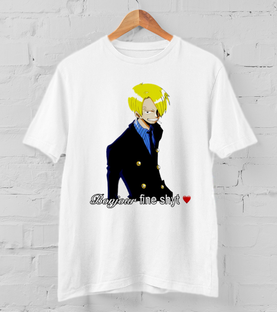 Vinsmoke Sanji Bonjour Fine Shyt Cartoon Character Heart Icon T-Shirt
