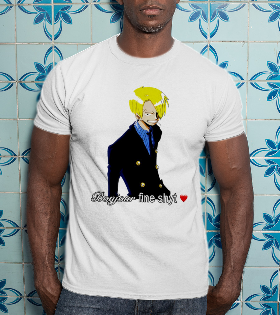 Vinsmoke Sanji Bonjour Fine Shyt Cartoon Character Heart Icon T-Shirt