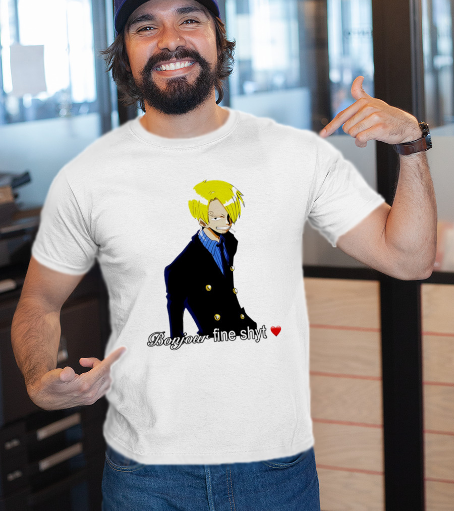Vinsmoke Sanji Bonjour Fine Shyt Cartoon Character Heart Icon T-Shirt