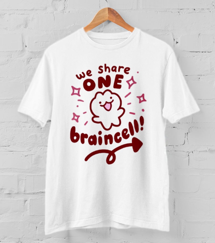 We Share One Braincell Cute Character With Heart And Sparkles T-Shirt
