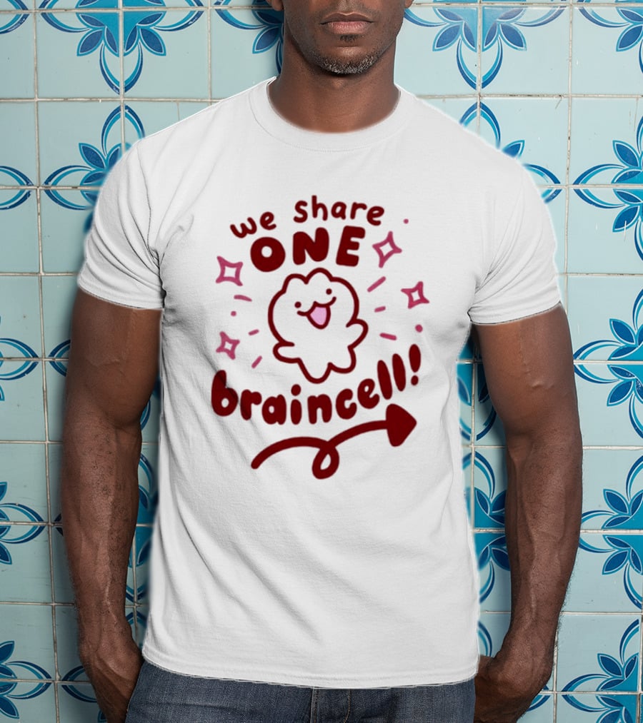 We Share One Braincell Cute Character With Heart And Sparkles T-Shirt