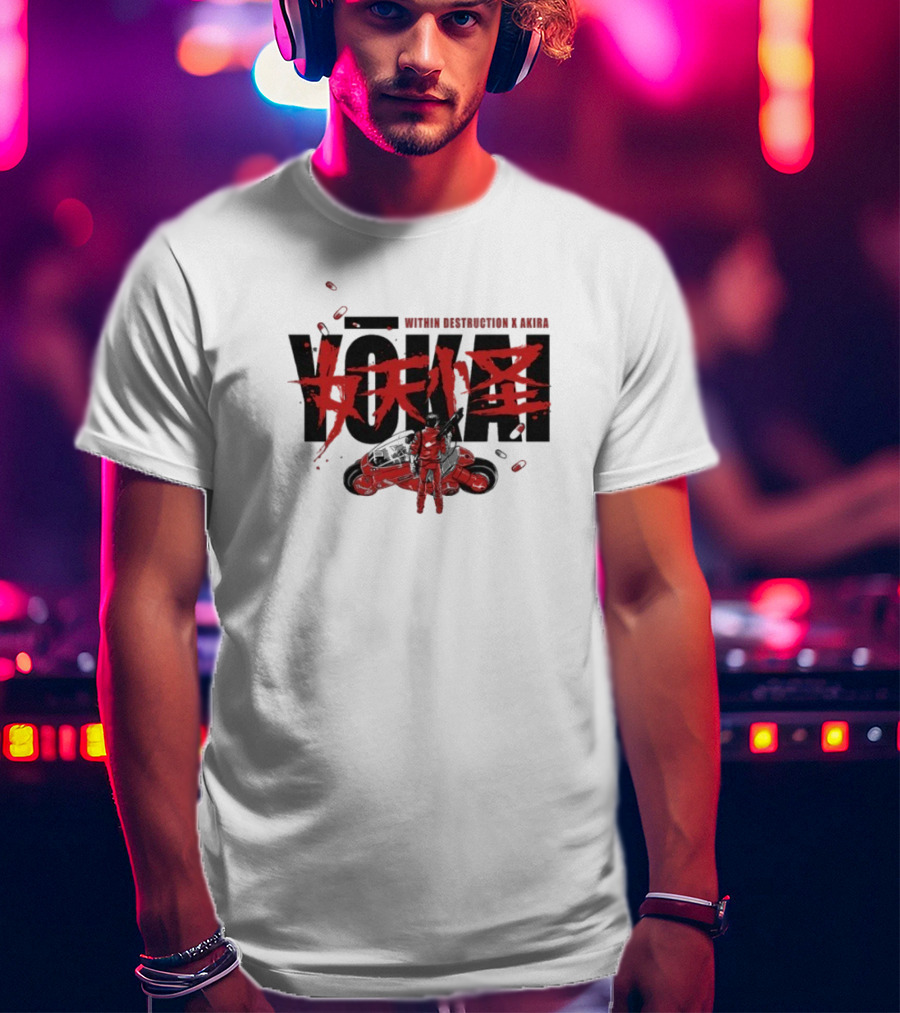 Within Destruction Akira Yokai Kanji And Motorcycle Scene T-Shirt