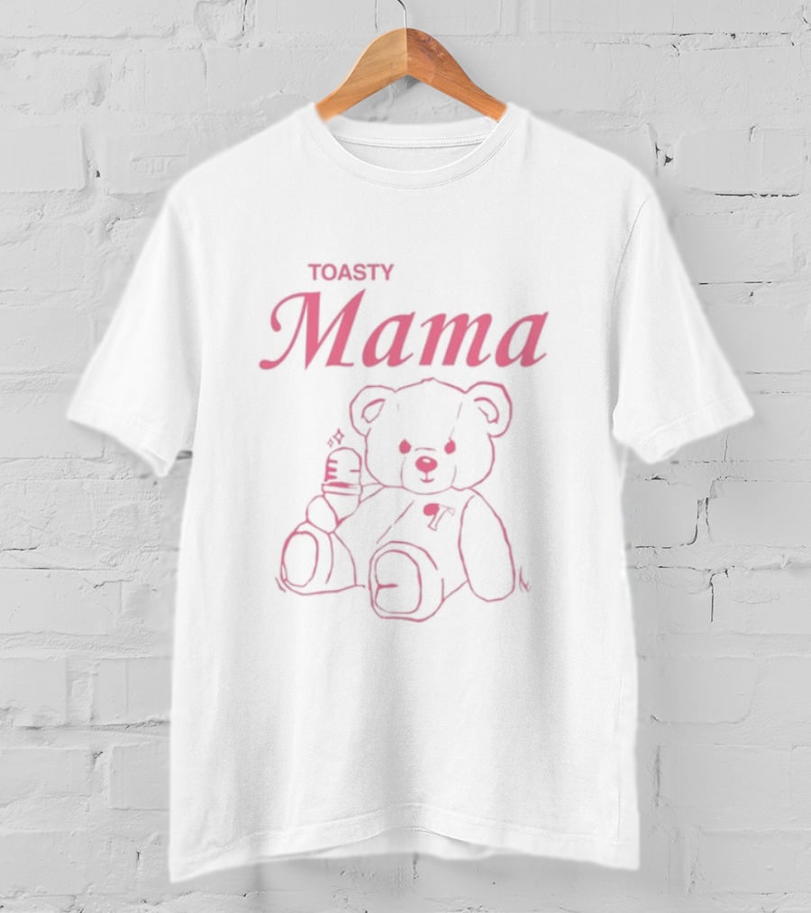 Toasty Mama Bear Pink Outline Plush Bear T-Shirt