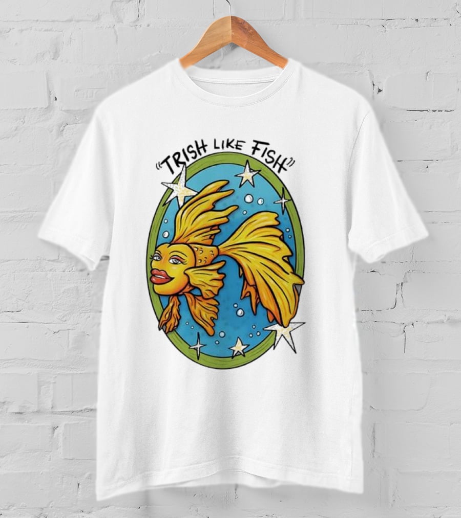 Trish Like Fish Goldfish With Stars And Bubbles T-Shirt