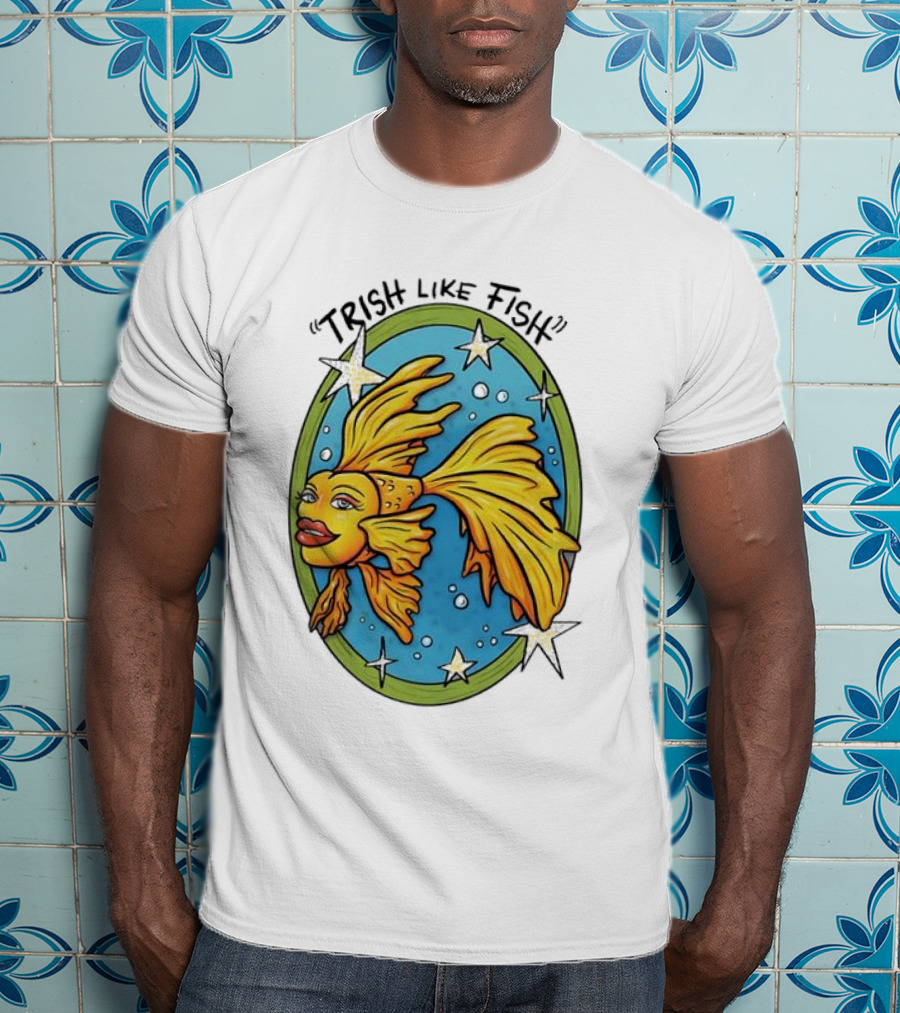 Trish Like Fish Goldfish With Stars And Bubbles T-Shirt
