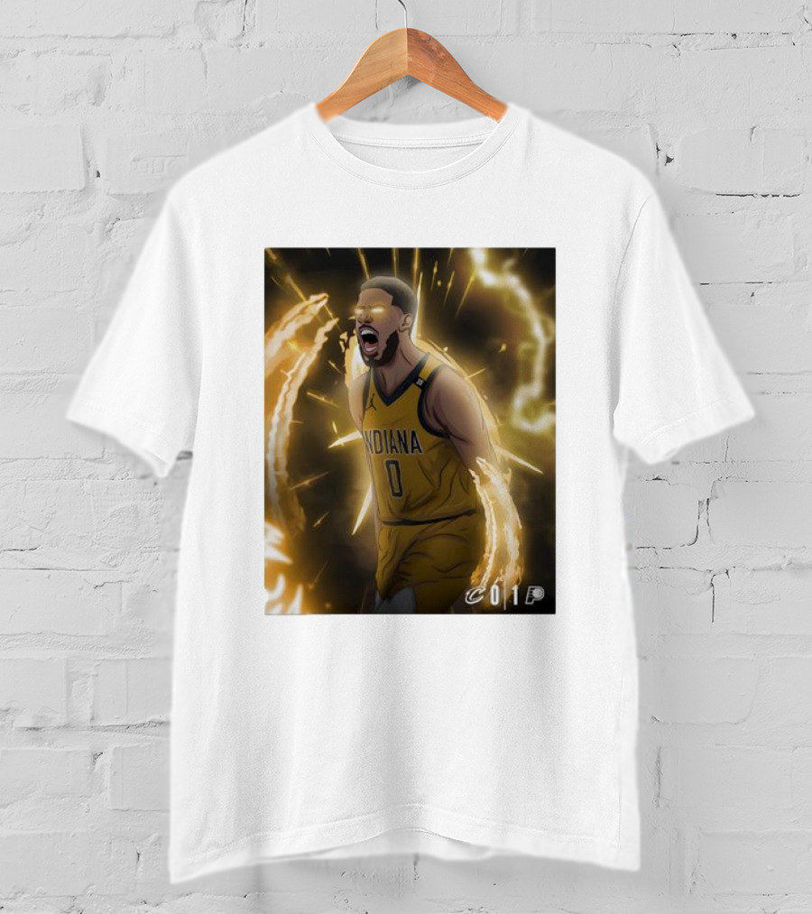 Tyrese Haliburton Indiana Pacers Game 1 Cavaliers Showdown NBA Artwork T-Shirt