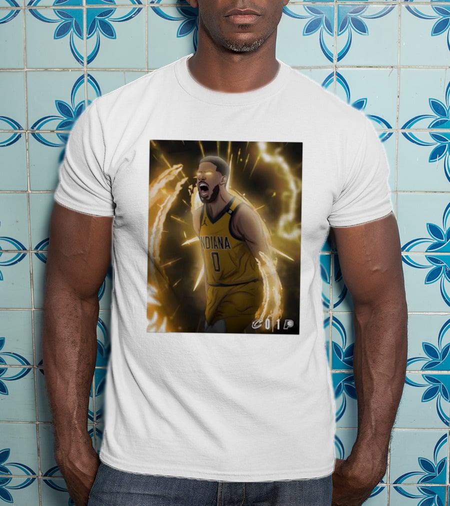 Tyrese Haliburton Indiana Pacers Game 1 Cavaliers Showdown NBA Artwork T-Shirt