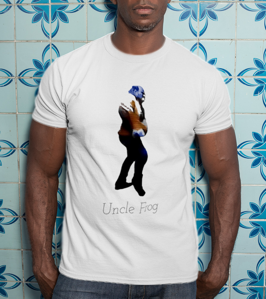 Uncle Frog Vibrant Blue And Orange Silhouette T-Shirt