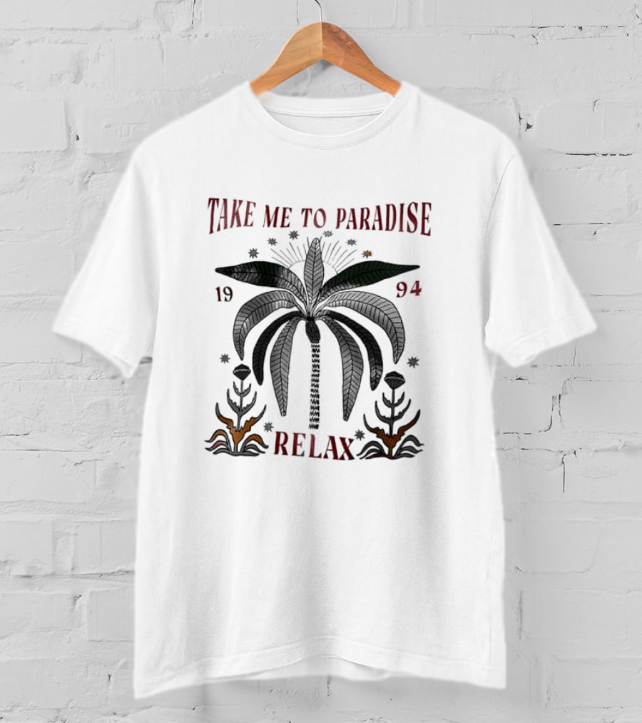 Take ME To Paradise Relax 1994 Palm Leaves And Stars T-Shirt