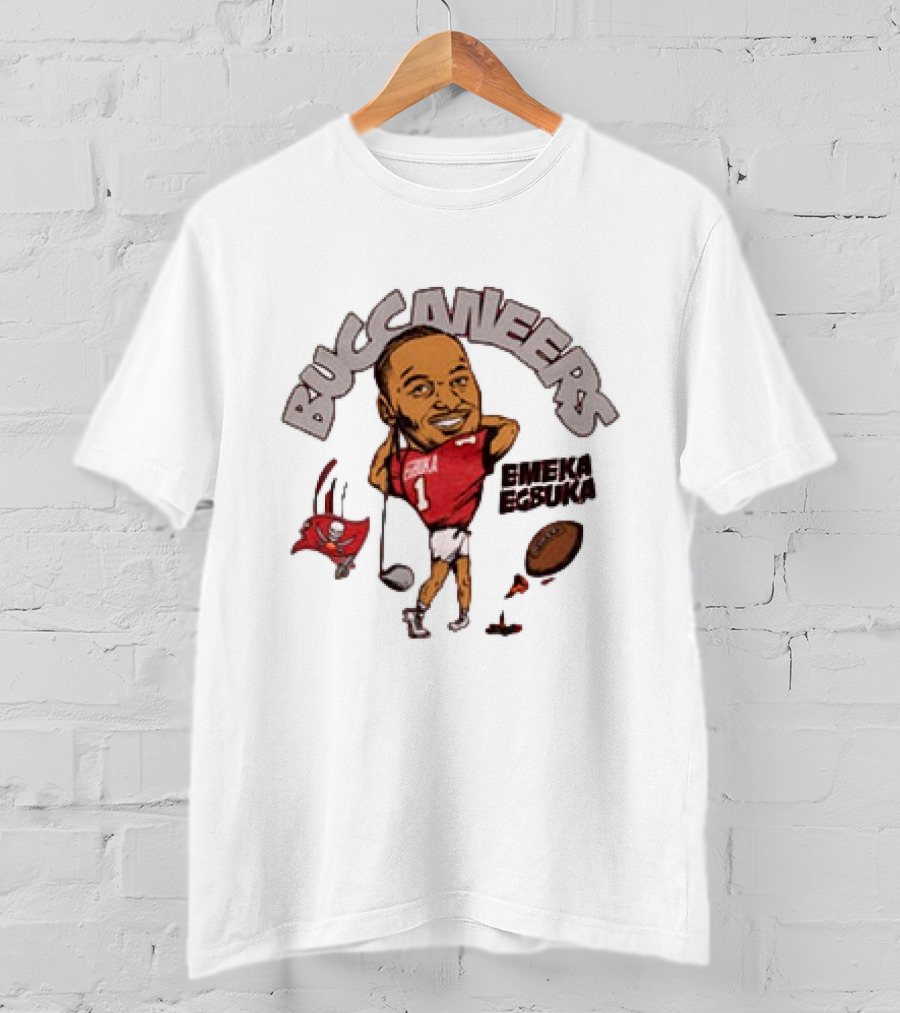 Tampa Bay Buccaneers Emeka Egbuka Football Cartoon Character Sports Fan Art T-Shirt
