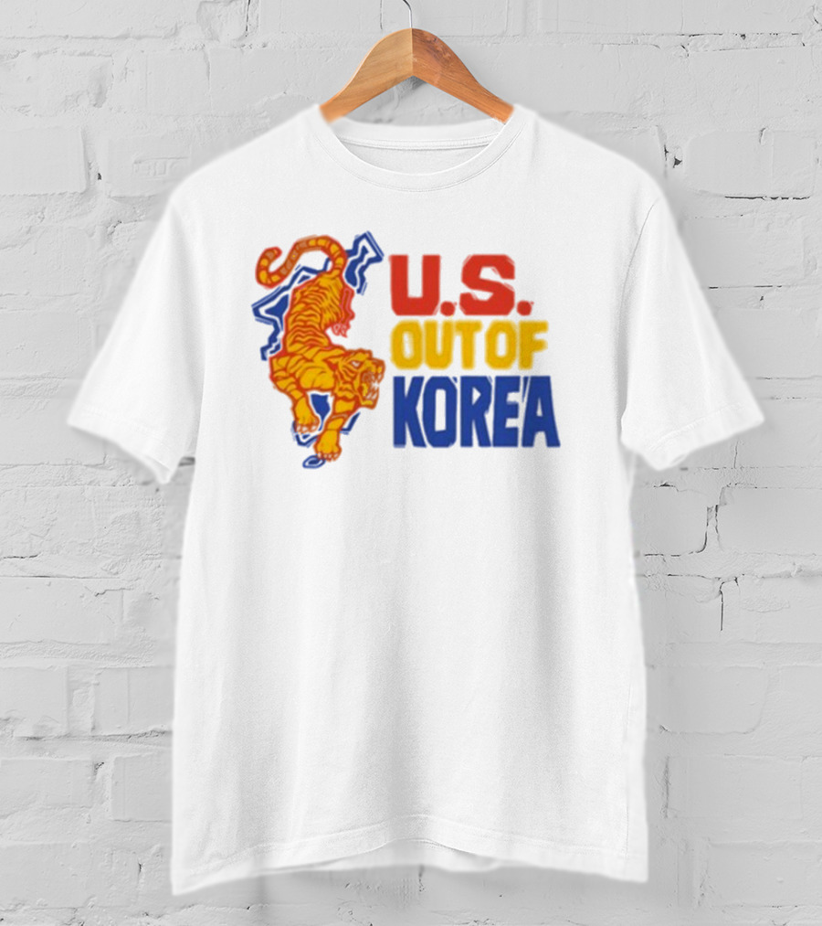U.S. Out Of Korea Tiger Graphic Retro Style T-Shirt