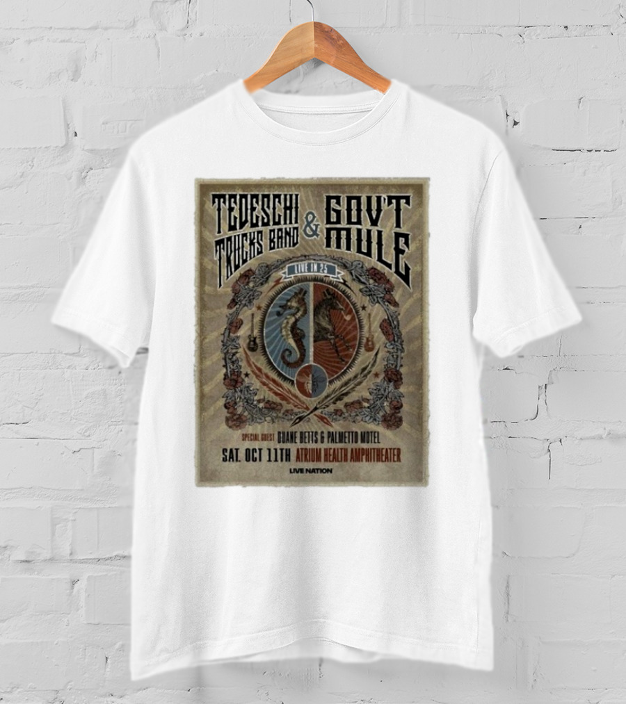 Tedeschi Trucks Band & Gov’t Mule Live In 25 Macon Georgia October 11 Atrium Health Amphitheater Special Guest Jiane Betts & Palmetto Motel T-Shirt
