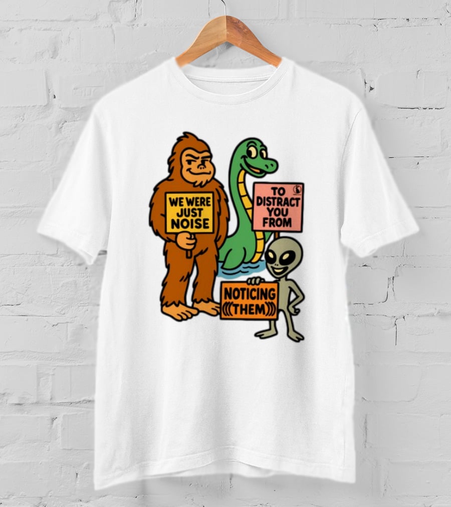 We Were Just Noise To Distract You From Noticing Them Cryptids Alien Signs T-Shirt