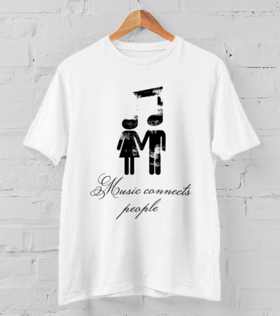 Slechthart Music Connects People Robot And Teddy Bear Illustration T-Shirt