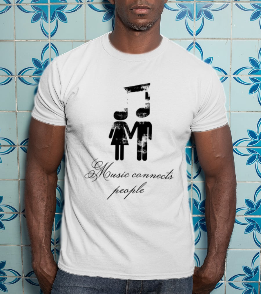 Slechthart Music Connects People Robot And Teddy Bear Illustration T-Shirt