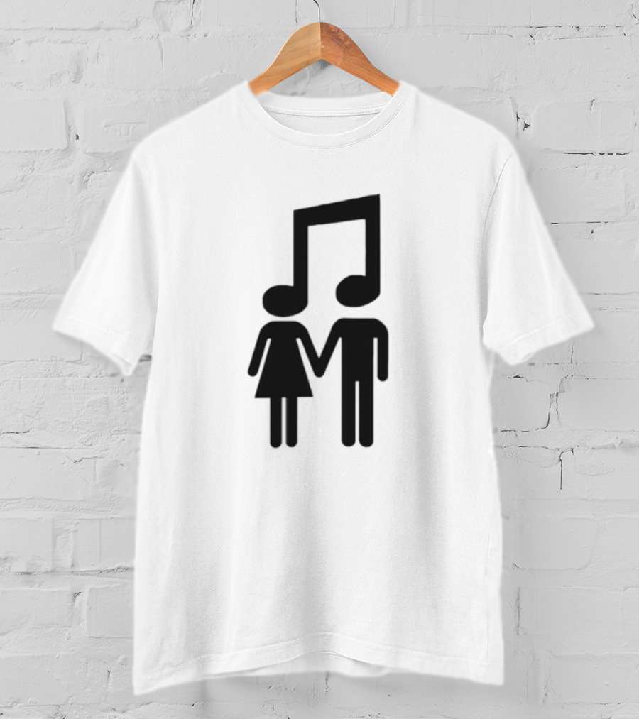 Slechthart Couple Holding Hands Music Note Head Symbols T-Shirt