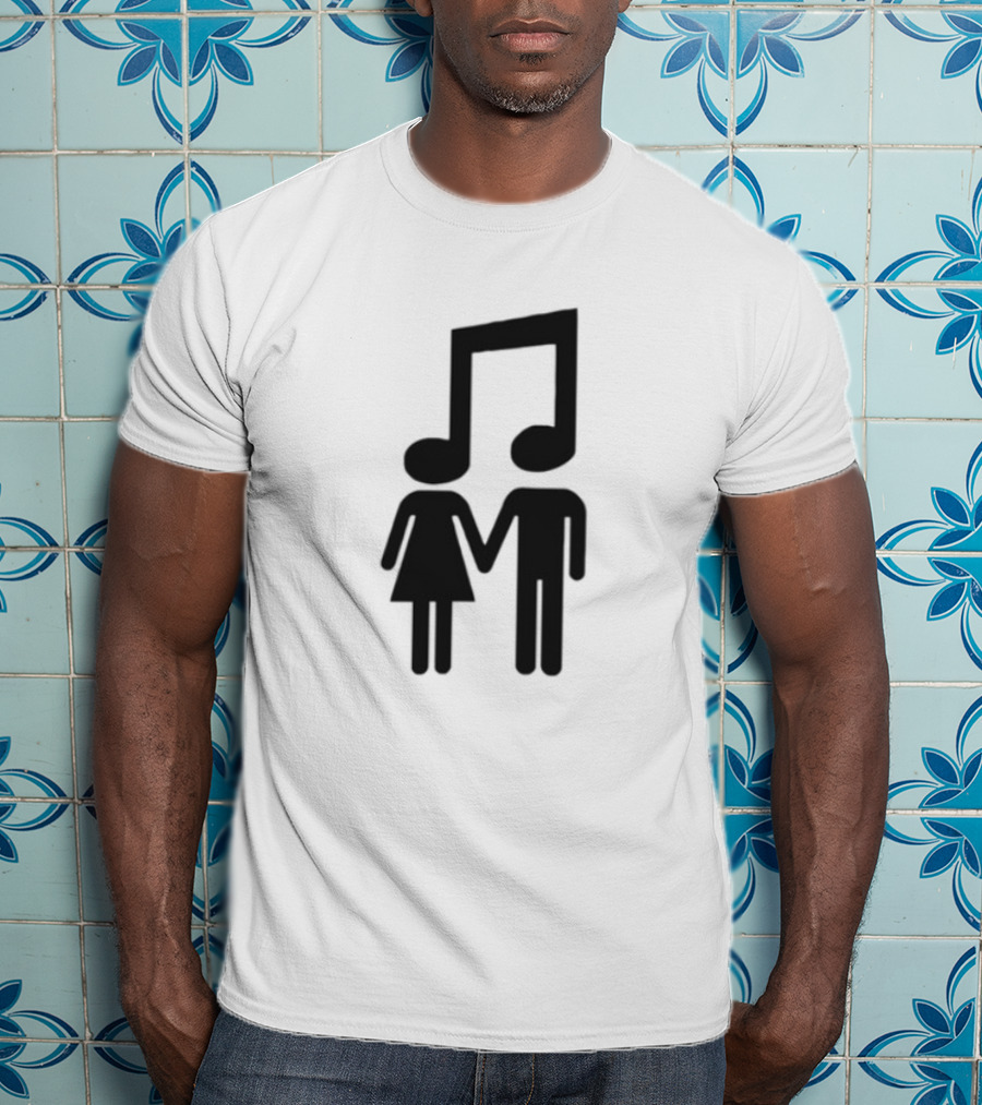 Slechthart Couple Holding Hands Music Note Head Symbols T-Shirt