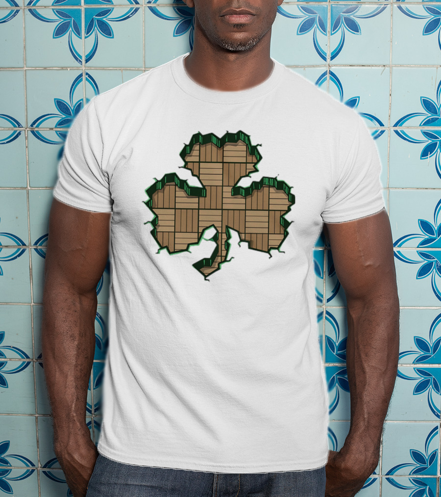 Smashed Shamrock Parquet Hardwood Basketball Court Pattern T-Shirt