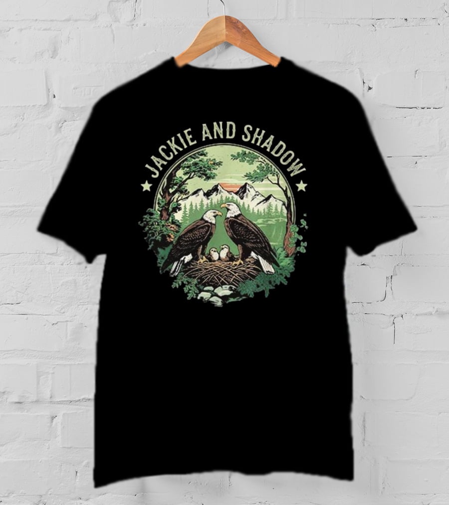 Jackie And Shadow Bald Eagle Family Nesting Scene With Mountain And Forest Background T-Shirt