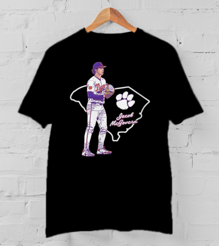 Jacob McGovern Clemson Tigers Baseball Hometown Hero NCAA 2025 South Carolina Outline Paw T-Shirt