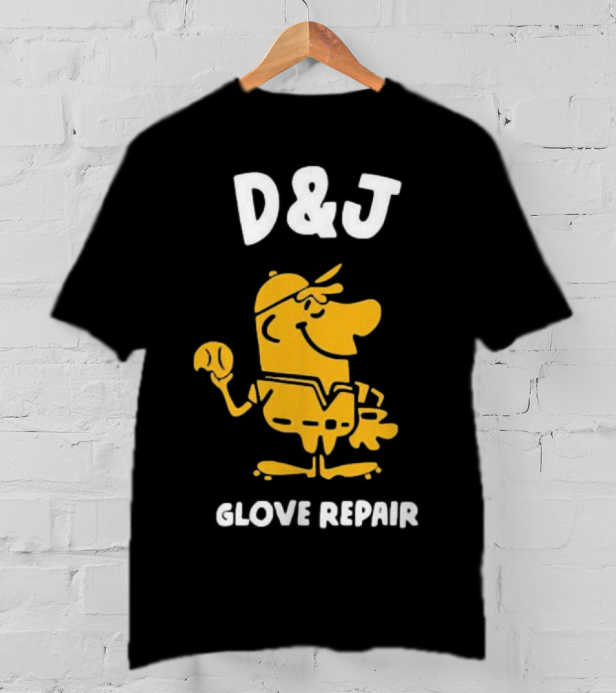 D&J Glove Repair Baseball Character With Cap And Ball T-Shirt