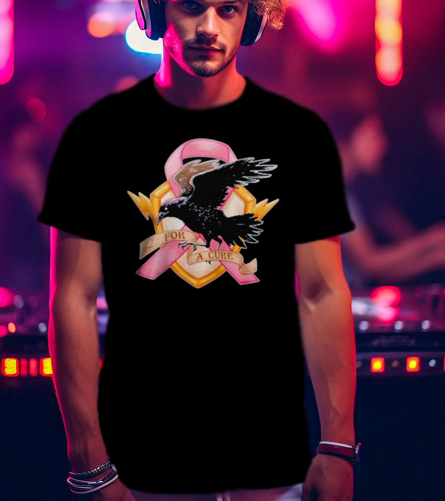 Jordan Crowe Breast Cancer Awareness Pink Ribbon Crow T-Shirt