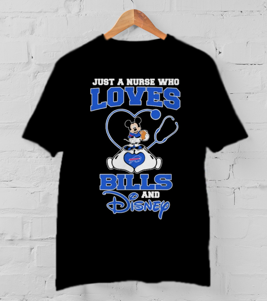 Just A Nurse Who Loves Buffalo Bills Mickey Mouse Disney Stethoscope T-Shirt