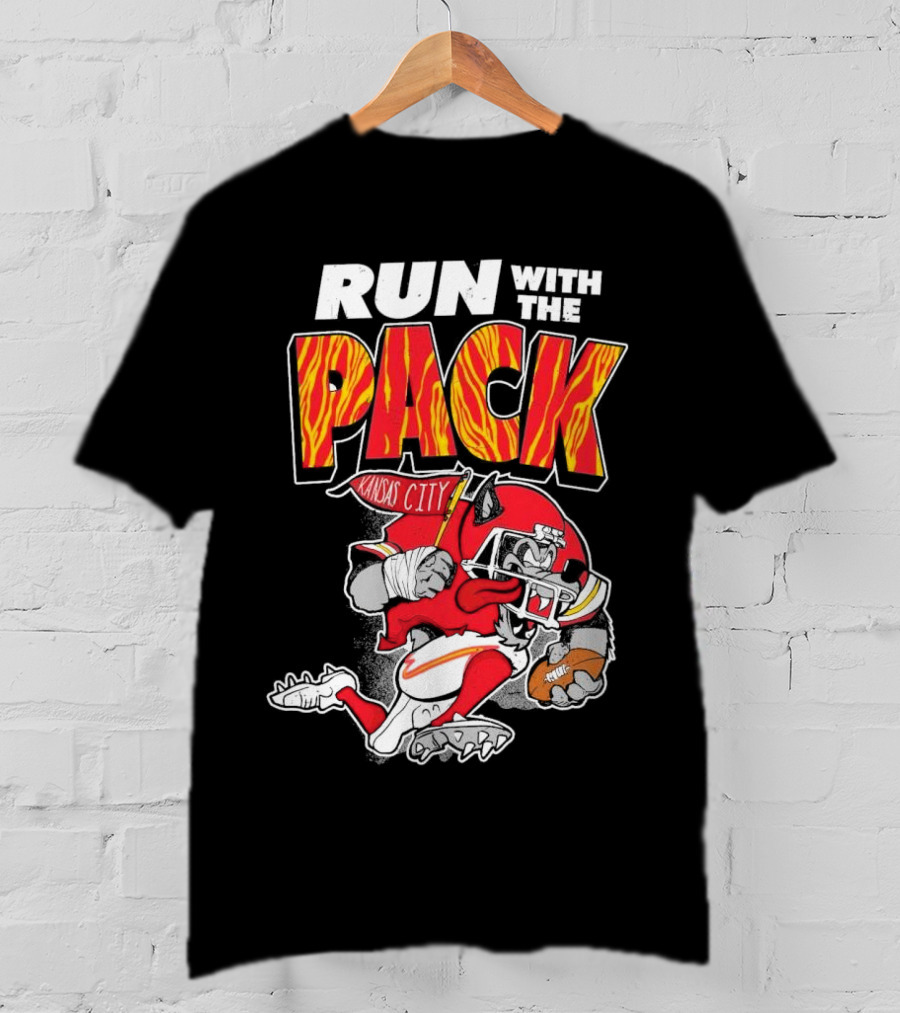 Run With The Pack Kansas City Chiefs KC Wolf 2025 T-Shirt