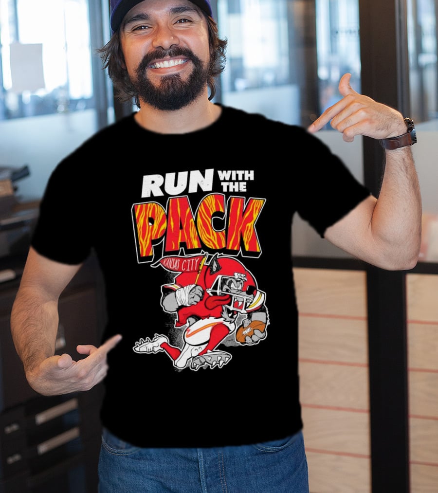 Run With The Pack Kansas City Chiefs KC Wolf 2025 T-Shirt