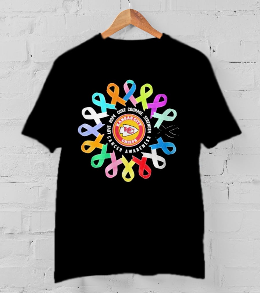 Kansas City Chiefs NFL Cancer Awareness Hope Cure Comfort Support Love T-Shirt