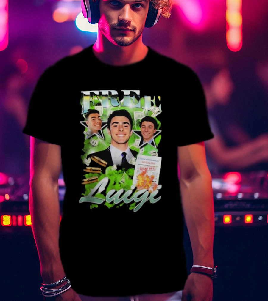 Free Luigi Keiajah Concert Green Money Stars T-Shirt