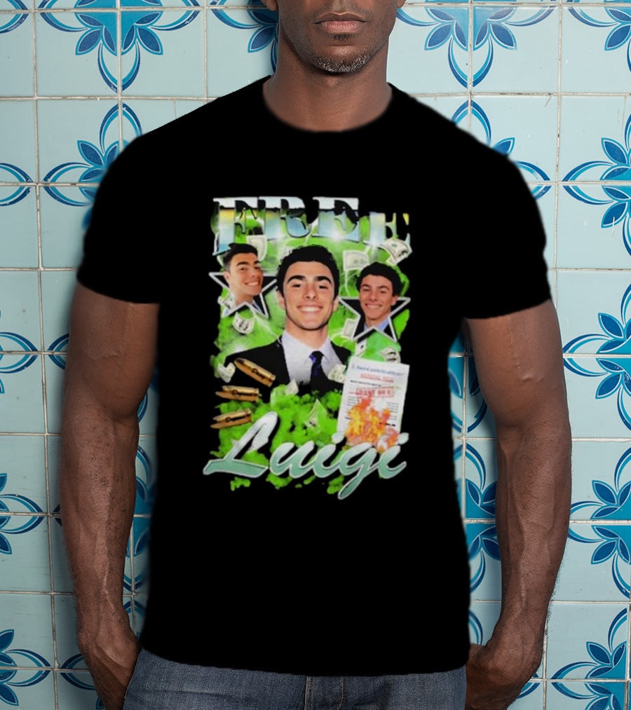 Free Luigi Keiajah Concert Green Money Stars T-Shirt